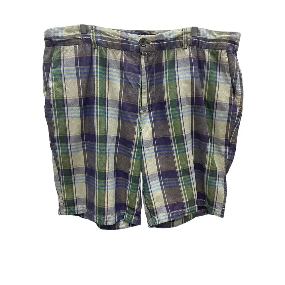 Canterbury of New Zealand Linen Blend Plaid Shorts Men’s Size 42